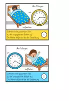 Vorschau - Arbeitsblätter - Kartei: Mein Tag - Uhrzeit - Satzbildung - Deutsch und Mathematik - Seite 1