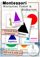 Vorschau - Mal- und Bastelvorlagen - Montessori Wortarten Symbole Poster und Bildkarten - Deckblatt