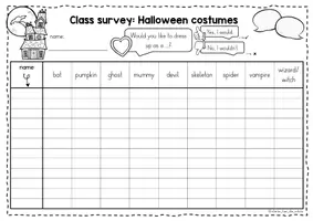 Vorschau - Stationenlernen - Halloween Costumes - Class Survey Englisch Grundschule (Klasse 3–4) – Interview & Speaking Activity für Wortschatztraining Kostüme | Arbeitsblätter - Seite 2