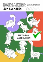 Vorschau - Arbeitsblätter - Dinosaurier, Ausmalbilder, Ausmalbild, zum Ausmalen, Gestalte, Kunst, malen, Deko, Dekoration, Kunstprojekt - Deckblatt