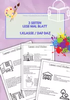 Vorschau - Arbeitsblätter - 3 Seiten: Lese-Mal-Blatt für 1.Kl oder DAZ DAF Schüler*innen - Deckblatt