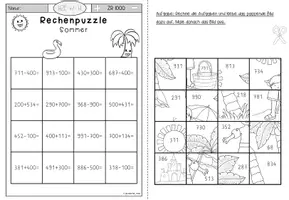Vorschau - Arbeitsblätter - Rechenpuzzle Sommer Klasse 3 | Mathe ZR 1000 - Seite 3