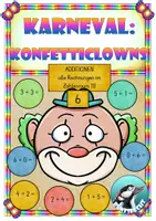 Vorschau - Unterrichtsreihen - Karneval - Fasching - Additionen im Zahlenraum 10 - Legematerial - Clown und Konfetti - Deckblatt