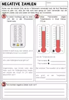 Vorschau - Arbeitsblätter - NEGATIVE ZAHLEN (Ganze Zahlen) - Arbeitsblatt - Seite 1
