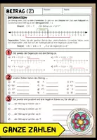 Vorschau - Arbeitsblätter - GANZE ZAHLEN (Betrag) - Arbeitsblatt - Deckblatt