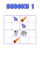 Vista previa - Manualidades / Dibujos para colorear - Sudoku del espacio con pictogramas. - página 2
