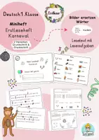 Vorschau - Unterrichtsreihen - Leseheft, Erstleser Karneval, 1.Klasse Lesen mit Bildern. DaZ - Deckblatt