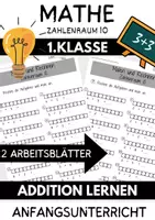 Vorschau - Arbeitsblätter - Mathematik Addition Malen und Rechnen Zahlenraum 10 Mathe 1. Klasse Anfangsunterricht Einführung Addition - Deckblatt