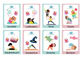 Vorschau - Arbeitsblätter - Jetzt wird es bunt! Yogakarten für Fasching und Karneval - Seite 1