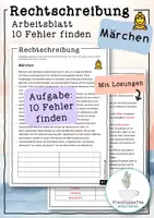 Vorschau - Arbeitsblätter - Arbeitsblatt Rechtschreibung Märchen (10 Fehler finden) #7 - Deckblatt