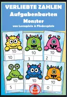 Vorschau - Stationenlernen - verliebte Zahlen - Aufgabenkarten-Paket - Deckblatt