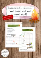 Vorschau - Arbeitsblätter - Gruppenarbeit | Experiment: Was brennt und was brennt nicht? - Deckblatt