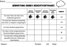 Vorschau - Anderer Materialtyp - Bewertungsraster für Gedichtvortrag - Seite 3