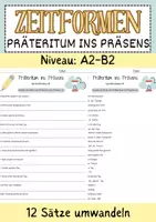 Vorschau - Arbeitsblätter - Präteritum Ins Präsens B1 2. Klasse 3. Klasse Zeitformen Präteritum Präsens Deutsch Arbeitsblatt mit Lösungen - Deckblatt