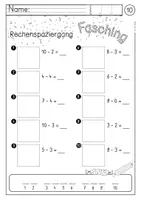 Vorschau - Arbeitsblätter - Rechenspaziergang Fasching (Subtraktion bis 10) - Seite 2