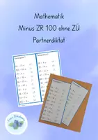 Vorschau - Aufgabenkarten - Partnerdiktat Minus ZR 100 ohne ZÜ - Deckblatt
