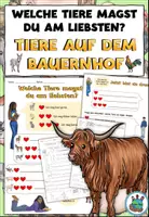 Vorschau - Arbeitsblätter - Übung "Welche Tiere magst du?" Tiere auf dem Bauernhof - gerne, lieber, am liebsten - DaZ / DaF / DaZ - Deckblatt