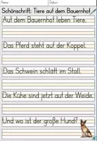 Vorschau - Arbeitsblätter - Übung Schönschrift "Tiere auf dem Bauernhof" Alphabetisierung - DaZ / DaF / Deutsch - Seite 1