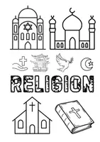 Vorschau - Arbeitsblätter - Deckblatt Religion Religionsmappe, zum Ausmalen, Ausmalbild, Ausmalbilder, Kunst - Seite 1