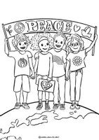 Vorschau - Spiele - Ausmalbilder "Peace" Frieden Malvorlagen - Seite 1