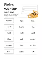 Vorschau - Arbeitsblätter - Reimwörter Adjektive - gemischte Übungen (GS/DaZ/DaF) - Deckblatt