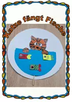 Vorschau - Mal- und Bastelvorlagen - Katze fängt Fische - Deckblatt