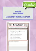 Vorschau - Arbeitsblätter - FREEBIE: Satzglieder bestimmen, Frage bilden (4. Klasse) - Deckblatt