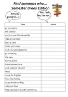 Vorschau - Arbeitsblätter - Find someone who is going to... (Semester Break) - Deckblatt
