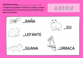 Vista previa - Manualidades / Dibujos para colorear - Propuestas vocales lectoescritura ingles castellano - página 1