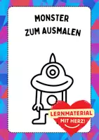 Vorschau - Arbeitsblätter - Weitermalbilder Monster, zum Ausmalen, Ausmalbild, Ausmalbilder, Kunst, gratis, kostenlos - Deckblatt