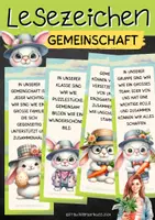 Vorschau - Mal- und Bastelvorlagen - Lesezeichen Osterhasen mit positiven Sprüchen über Gemeinschaft - Deckblatt