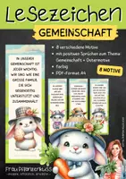 Vorschau - Mal- und Bastelvorlagen - Lesezeichen Osterhasen mit positiven Sprüchen über Gemeinschaft - Seite 1