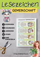 Vorschau - Mal- und Bastelvorlagen - Lesezeichen Osterhasen mit positiven Sprüchen über Gemeinschaft - Seite 2