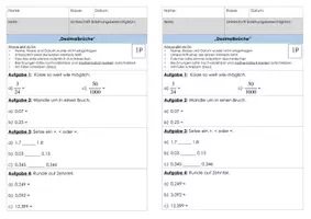 Vorschau - Test - Minitest Dezimalbrüche ordnen und runden - Deckblatt