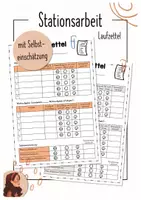 Vorschau - Arbeitsblätter - Stationsarbeit - Laufzettel Vorlage ( mit Selbsteinschätzung) - Deckblatt