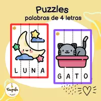 Vista previa - Tarjetas / Manipulativos - Puzzles palabras de 4 letras - Portada