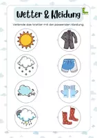 Vorschau - Arbeitsblätter - Wetter & Kleidung: Arbeitsblätter 🌤️⛅️🌦️❄️ - Deckblatt
