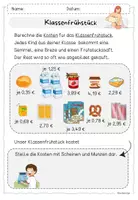 Vorschau - Arbeitsblätter - Geld Rechnen mit Euro und Cent / Klassenfrühstück - Deckblatt