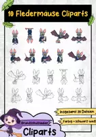 Vorschau - selbst erstellte Cliparts/Grafiken - 10 Fledermäuse Clipart Set - Fledermaus Illustration (Tiere Cliparts) - Deckblatt