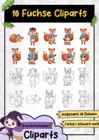 Vorschau - selbst erstellte Cliparts/Grafiken - 10 Füchse Clipart Set - Fuchs Illustration (Tiere Cliparts) - Deckblatt