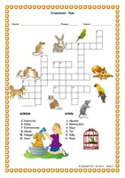 Vorschau - Spiele - Crossword Englisch Pets - Kreuzworträtsel zu den Haustieren - Seite 1
