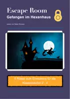 Vorschau - Arbeitsblätter - Escape Room - Gefangen im Hexenhaus (5 Rätsel zum Einmaleins) - Deckblatt
