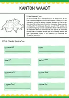 Vorschau - Arbeitsblätter - Schweizer Kantone - Waadt (Arbeitsblatt + Lösung) - Deckblatt
