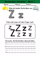 Vorschau - Arbeitsblätter - Buchstabeneinführung 1. Klasse - Buchstabe Z/z - Grundschrift - Seite 1