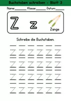 Vorschau - Arbeitsblätter - Buchstabeneinführung 1. Klasse - Buchstabe Z/z - Grundschrift - Seite 3