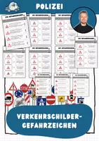 Vorschau - Arbeitsblätter - Polizei: Die Gefahrzeichen im Straßenverkehr - Deckblatt