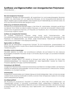 Vorschau - Arbeitsblätter - Synthese und Eigenschaften von Anorganischen Polymeren (Infotext und Übungen) - Deckblatt