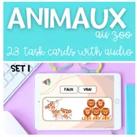 Aperçu - Apprentissages en autonomie - Kit BOOM CARDS Animaux au zoo avec audio - Page 1