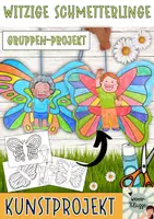 Vorschau - Mal- und Bastelvorlagen - Frühling Basteln: Lustige Schmetterlinge - Gruppen Kunstprojekt #edukiaustria - Deckblatt