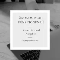 Vorschau - Arbeitsblätter - Ökonomische Funktionen: Kann-Liste und Übungsaufgaben - Deckblatt
